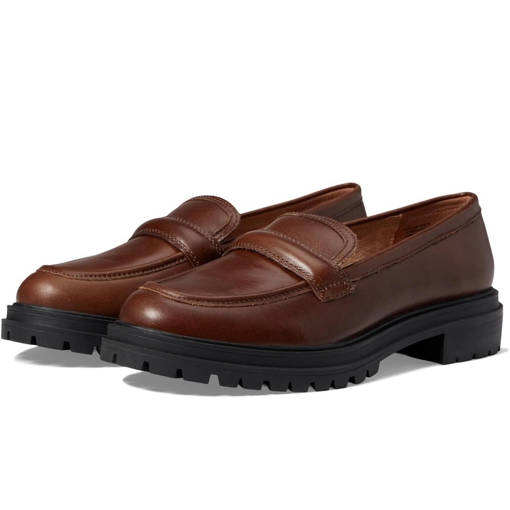 Madewell Brown Leather Lug Sole Penny Loafers